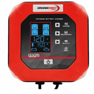 Lemania GX15 nutikas akulaadija 12V 24V 15A LCD ekraaniga