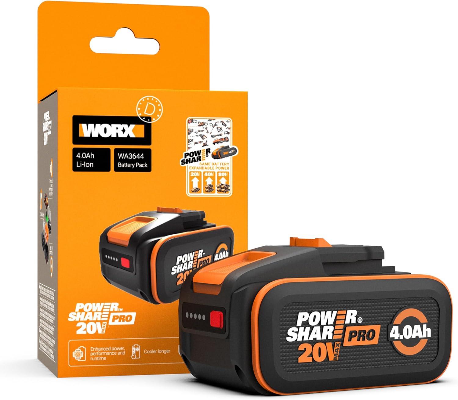 WORX 20V 4.0Ah aku tööriistadele ja robotniidukitele