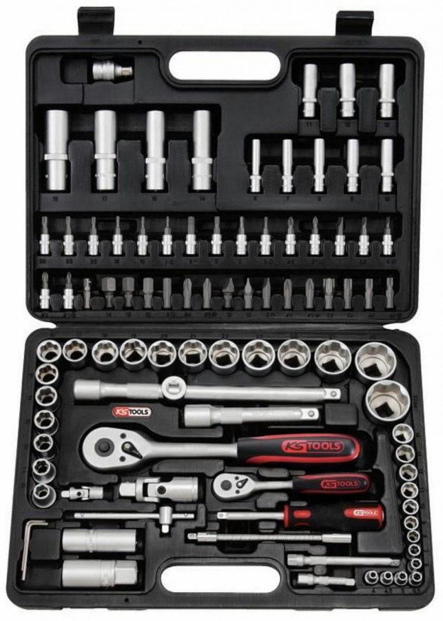 KS Tools padrunvõtmete komplekt 94 osa 1/4 ja 1/2 kohvris